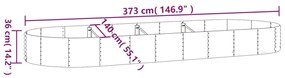 Jardiniera gradina gri 373x140x36 cm otel vopsit electrostatic 1, Gri, 373 x 140 x 36 cm