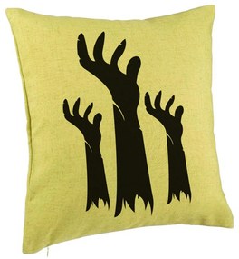 Perna Decorativa cu motiv de Halloween 5, 40x40 cm, Verde, Husa Detasabila, Burduf