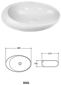 Lavoar pe blat, Fluminia, Egg, 49 x 31 cm