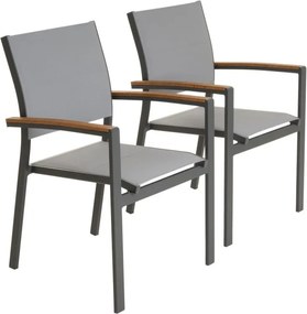 Set de scaune de grădină metalice stivuibile, antracit, 2 bu