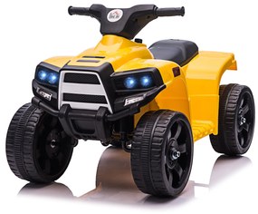 HOMCOM Quad ATV electric cu lumini si claxon 6V, 3 km/h, Kart Jucarii copii 18-36 luni, Negru/Galben  | AOSOM RO