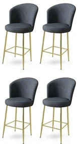 Set de scaune de bar Fora Anthracite și Auriu, 4buc., 4 buc