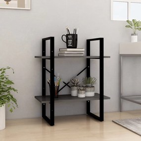 vidaXL Bibliotecă cu 2 rafturi, gri, 60x30x70 cm, lemn masiv de pin