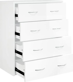 vidaXL Servantă cu 4 sertare, alb extralucios, 60x30,5x71 cm