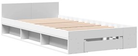 3280790 vidaXL Cadru de pat cu sertar, alb, 100x200 cm, lemn prelucrat