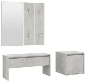 Set de mobilier pentru hol, gri beton, lemn prelucrat Gri beton, 1