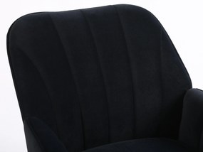 Set de 2 fotolii de living din catifea, Design ergonomic, Negru