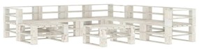 Set mobilier gradina din paleti,alb, 9 piese, lemn Alb, 1