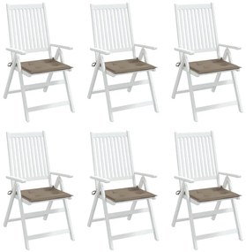 Perne scaun de gradina, 6 buc., gri taupe, 50x50x3 cm, textil 6, Gri taupe, 50 x 50 x 3 cm