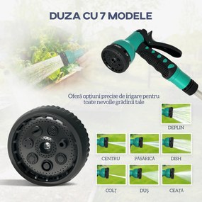Outsunny Tambur furtun pentru udare suport furtun de apă 25+2 m suport de perete + mâner pivotant la 180° 55 x 20 x 42 cm gri deschis | Aosom Romania