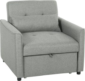 HOMCOM Fotoliu extensibil 3-în-1, fotoliu-canapea extensibil cu spătar reglabil, Gri | Aosom Romania