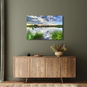 Tablou cu lac și trestie (90x60 cm)
