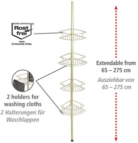Raft pentru baie auriu de colț telescopic din oțel inoxidabil Dolcedo – Wenko