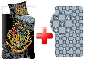 Harry Potter Houses set de lenjerie de pat cu cearșaf elastic