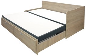Canapea extensibilă Menetas (Stejar nisipiu + Gri închis) (cu somieră și saltea) (cu sp. depozitare). 1098585