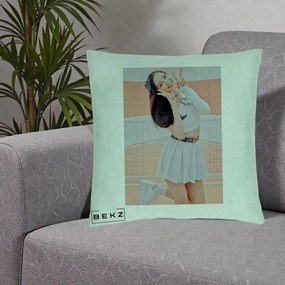 Perna Personalizata K-pop BLACKPINK Nayeon/Jisoo Tenis Alb, 40x40 cm, Verde Menta, Husa Detasabila, Perna Inclusa, BEKZ®