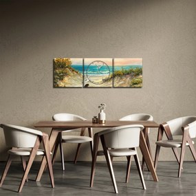Tablou - Plaja cu nisip (cu ceas) (90x30 cm)