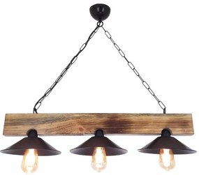 Lustră suspendată pe cablu HEPSI 3xE27/40W/230V, molid/nuc