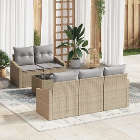 vidaXL Set canapea 6 piese cu perne bej din ratan poli