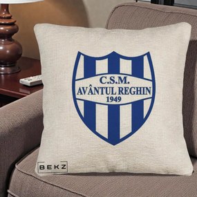 Perna Personalizata CSM Avantul Reghin 1949, 40x40 cm, Bej Canapea, Husa Detasabila, Perna Inclusa, BEKZ®