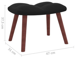 Scaun balansoar cu taburet, negru, catifea 1, Negru, Cu suport de picioare