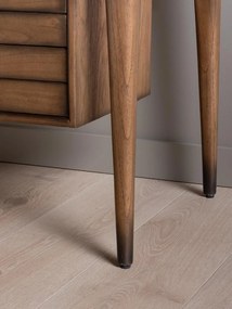 Birou din lemn masiv, cu 3 sertare și picioare conice, maro antichizat, finisaj satinat, 148.5×54.5×71.5 cm, „Adolfo"