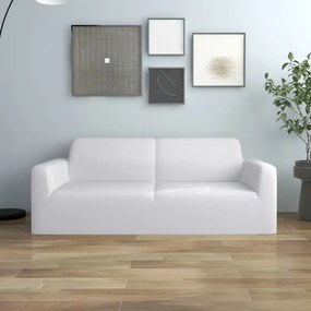 Husa elastica pentru canapea cu 2 locuri poliester jersey alb 1, Alb, Canapea cu 2 locuri