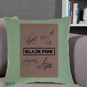 Perna Personalizata K-pop BLACKPINK Semnaturi Roz, 40x40 cm, Verde, Husa Detasabila, Perna Inclusa, BEKZ®