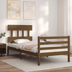 3195144 vidaXL Cadru de pat cu tăblie, maro miere, 90x200 cm, lemn masiv