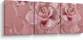 Tablou - Decor floral (cu ceas) (90x30 cm)