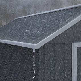 Outsunny Magazie de Grădină din Oțel Galvanizat și PP cu 4 Guri de Aerisire și Fereastră, 259x171x222 cm, Gri și Alb | Aosom Romania
