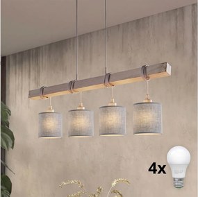 Brilagi - Lustră LED pe cablu NUBILA, 4 x E27, max. 60 W, 230 V, gri