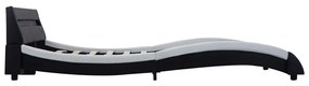 Cadru pat cu LED, negru si alb, 140 x 200 cm, piele ecologica Alb si negru, 140 x 200 cm