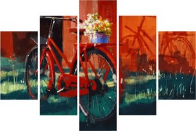 Tablou - Bicicleta roșie, pictură acrilică (150x105 cm)