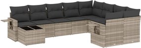 vidaXL Set canapele de grădină cu perne 10 piese gri deschis poliratan