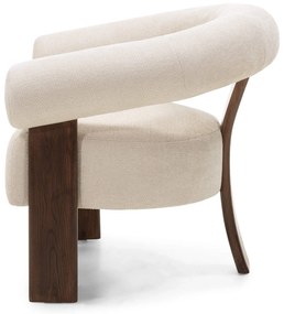 Fotoliu design crem KOKEI ALIA, decor nuc