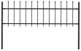 Gard de gradina cu varf sulita, negru, 1,7 x 0,6 m, otel