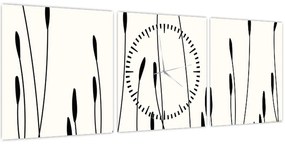 Tablou - Pajiște grafică N⁰3 (cu ceas) (90x30 cm)