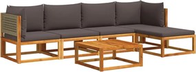 vidaXL Set canapele de grădină cu 6 piese și perne, lemn de salcâm și ratan
