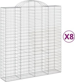 vidaXL Coșuri gabion arcuite, 8 buc, 200x50x220/240cm, fier galvanizat
