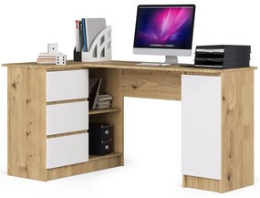 Masă PC de colț Bevin (Stejar artisan + Alb) (S). 1070969