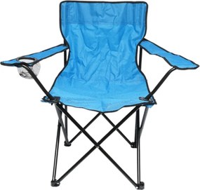 Scaun Camping Pliabil Verde cu Suport Pahar, Husa Transport, Structura Metalica 50x80x80cm Albastru