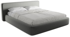 Pat matrimonial gri tapițat cu spațiu de depozitare cu somieră 180x200 cm Kiana – Makamii