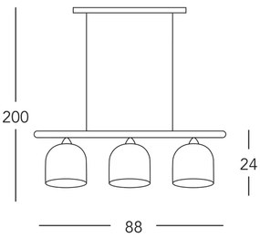 Lustră pe cablu NONNA 3xE27/60W/230V căprioară stejar/alb/auriu Kolarz A1352.83.Au.100