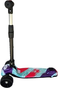 Trotineta copii cu roti luminoase din silicon NOVOKIDS™ Mini Scooter 8150, Cu melodii si lumini, 3 roti, Pliabila, Maner reglabil pe inaltime, Maxim