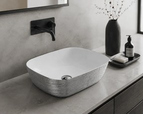 Lavoar baie pe blat 8217PS ceramica alba premium Argintiu