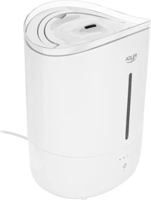 Umidificator de aer Adler AD 7971, 30 W, Pana la 20 m², 5 litri, 150-300 ml/h, ultrasonic, Pana la 50 h cu o umplere, Alb