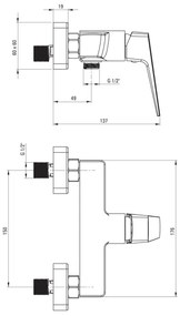 Deante BQL_N40M - Baterie de duș BLUR neagră