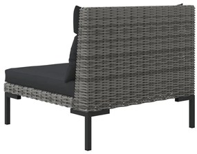 Set mobilier gradina,3 piese,gri inchis,poliratan semi-rotund 1, Canapea de colt + 2x canapea de mijloc