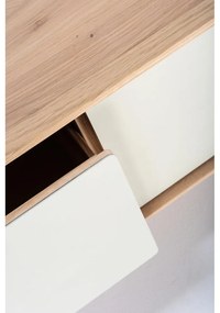 Comodă TV albă/în culoare naturală din lemn de stejar 160x48 cm Fina – Gazzda